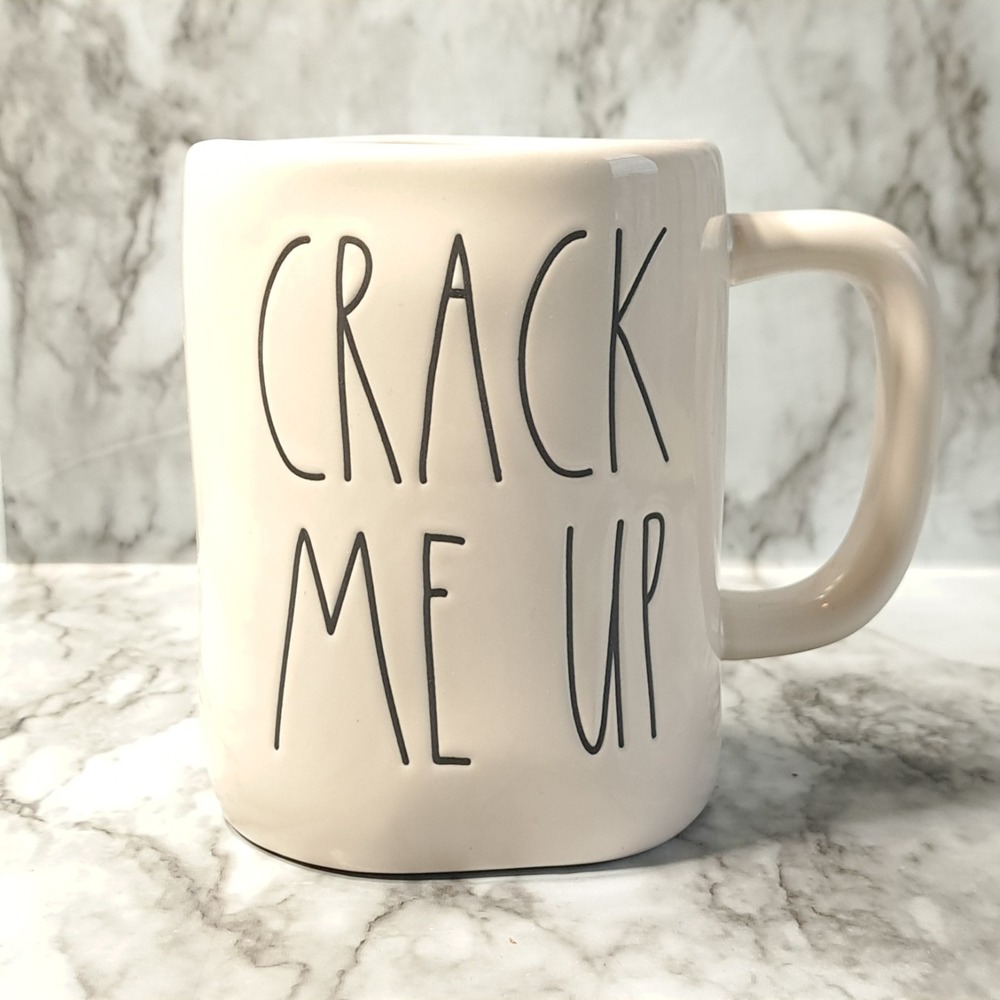 Rae Dunn By Magenta Crack Me Up White Coffee/Tea Ceramic Mug 12 oz Made In China
